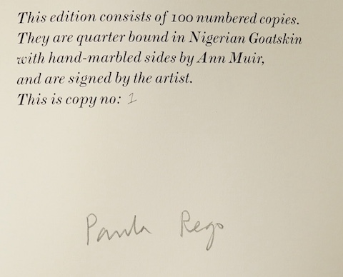 Folio Society - Rego, Paula - Nursery Rhymes, number 1 of 100, introduction by Marina Warner, with 31 full-page drawings by Paula Rego, limitations page signed by the author, endpapers with full page illustrations in bla